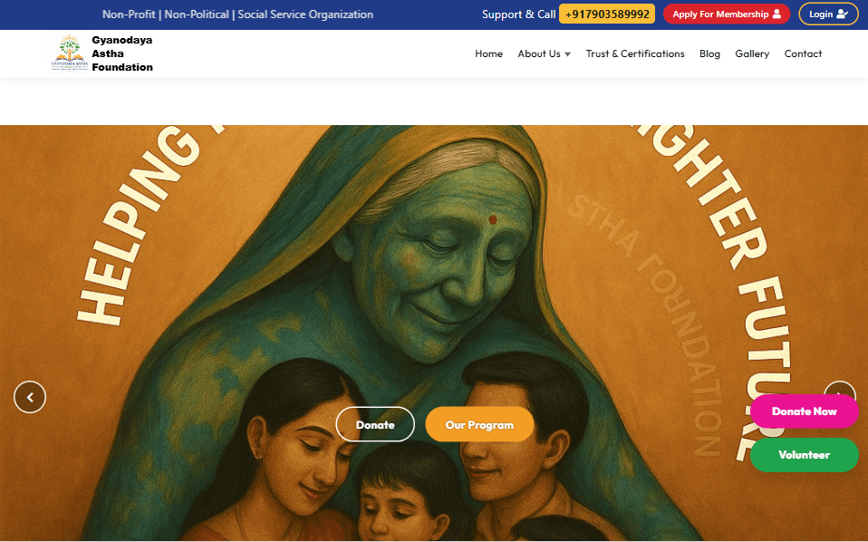 Gyanodaya Astha Foundation – NGO Management & Donation Platform